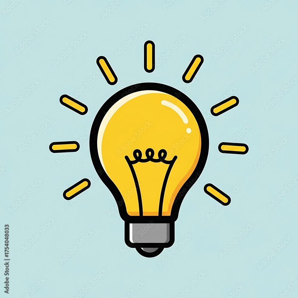 Fototapeta premium Bright yellow incandescent light bulb with glowing rays