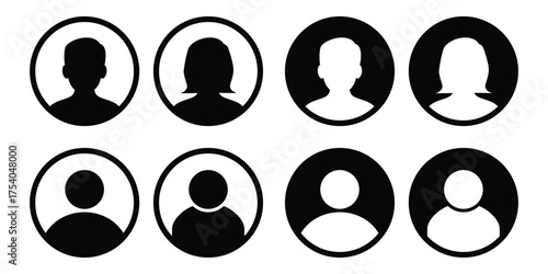 silhouette minimalist profile icon set