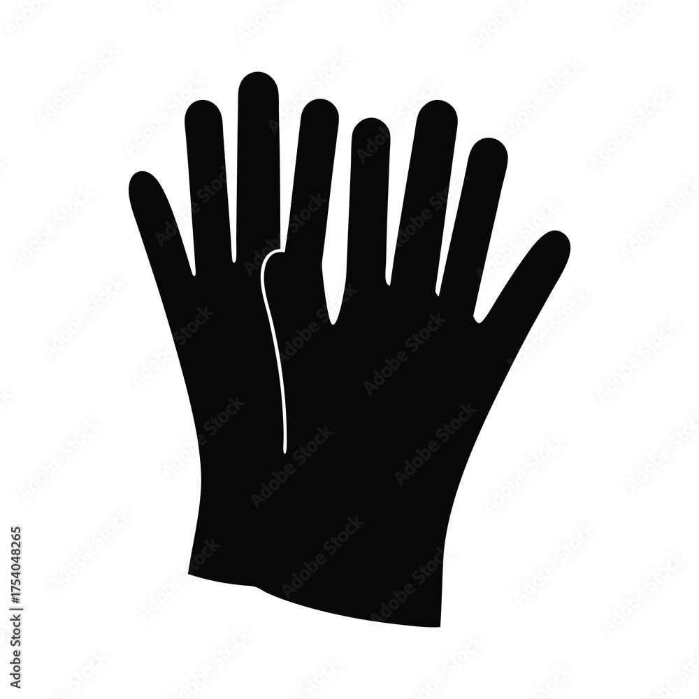 Fototapeta premium Black and White Illustration of Protective Gloves for Safety and Sanitation