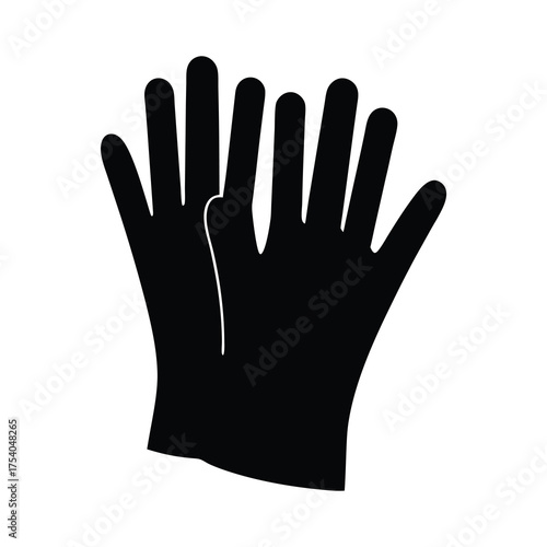 Black and White Illustration of Protective Gloves for Safety and Sanitation