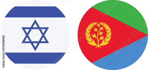 Israel and Eritrea Circular Flags Isolated on Transparent Background  , Symbol of Unity and International Partnership