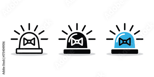 Emergency light icon set siren symbol, alarm sign, police or ambulance flasher vector illustration for graphic design on transparent background