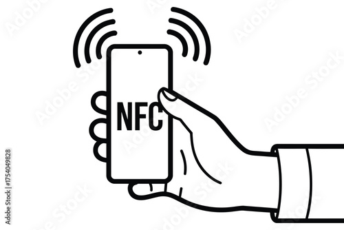 Nfc payment concept with hand holding smartphone contactless payment, mobile payment, wireless payment, technology concept on transparent background