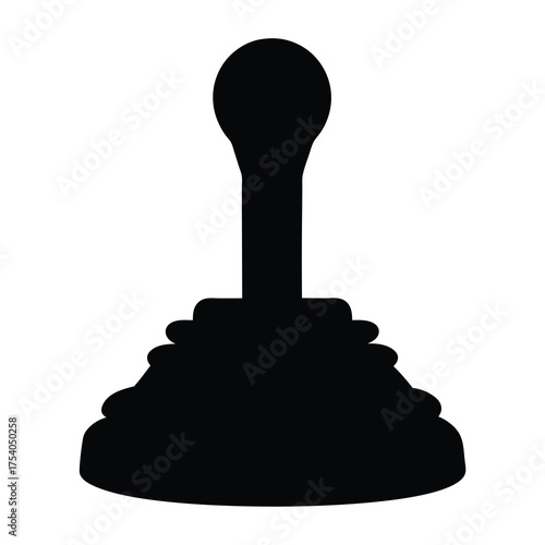 Black silhouette of a manual car gear stick and shift boot