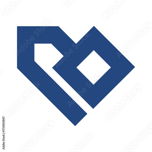 Modern abstract heart logo design in pink and blue colors. Simple flat style vector illustration symbolizing love, care, and connection. Perfect for branding, valentine graphics, social media,