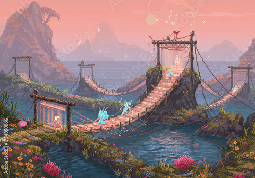 Surreal Pixel Art Worlds — Mythical, Sci-Fi, and Fantasy Landscapes with Absurd Dreamlike Details and Retro Aesthetic