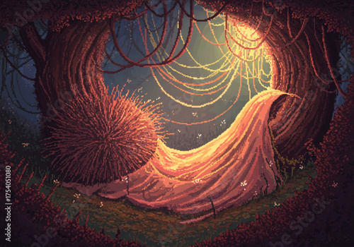 Surreal Pixel Art Worlds — Mythical, Sci-Fi, and Fantasy Landscapes with Absurd Dreamlike Details and Retro Aesthetic