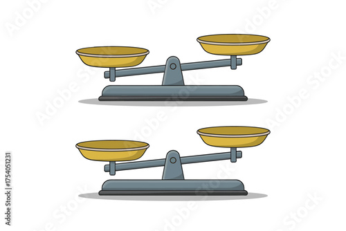 Balance scales vector illustration vintage weighing tool for justice, law, and measurement symbol of equality, fairness, and decision on transparent background