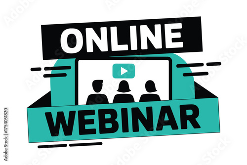 Online webinar concept isolated on a digital seminar or meeting held via the internet, allowing participants to attend from different locations on transparent background