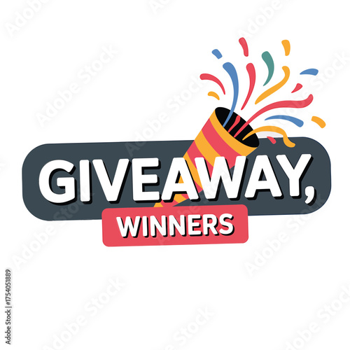 Giveaway winners vector illustration isolated on modern design for social media contest, raffle, or prize announcement on transparent background