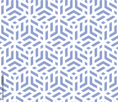 Abstract geometric pattern with stripes, lines. Seamless vector background. White and blue ornament. Simple lattice graphic design