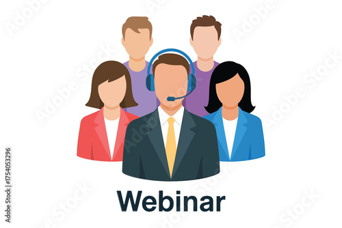 Webinar illustration isolated on featuring a group of people attending an online meeting, perfect for educational or businessrelated content on transparent background