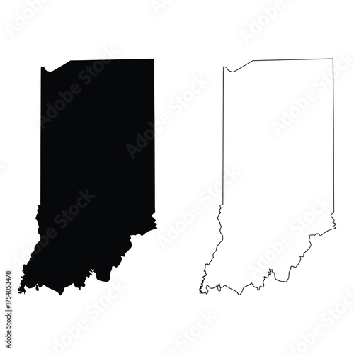 Indiana state map silhouette isolated on white background