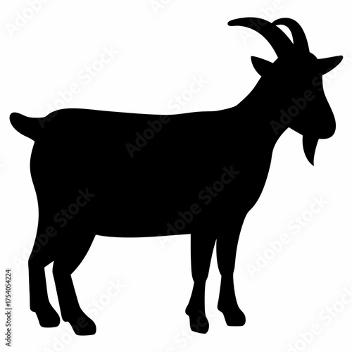 Silhouette of a Goat Standing Tall Against a Plain White Background