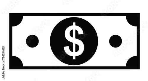 Dollar bill icon, a simple representation of money, finance, and commerce, often used to symbolize wealth, investment, and economic activity isolated on on transparent background