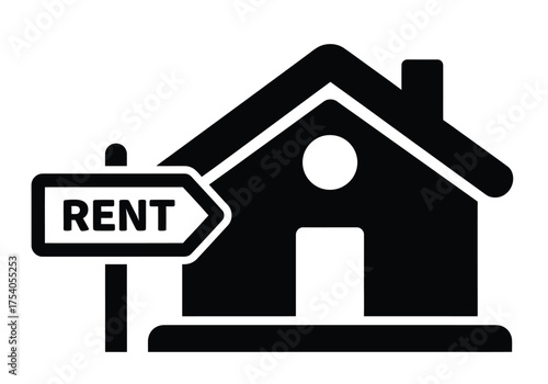 Rent house vector icon isolated on real estate, property, home for rent, rental agreement, accommodation concept on transparent background