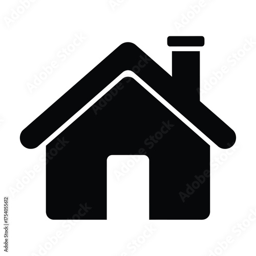 Black house icon isolated on, representing home, real estate, or a simple dwelling in a minimalist and modern style on transparent background