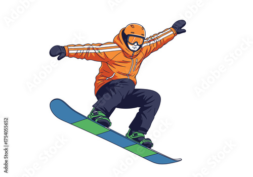 Snowboarder performing a jump isolated on, showcasing the thrill and excitement of winter sports and the skill of the athlete on transparent background