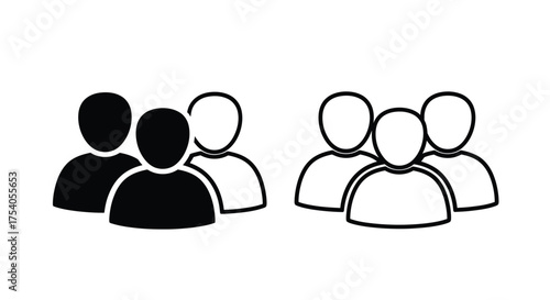 Icon of diverse groups of people, isolated on, representing community, teamwork, and social connections in a simple design on transparent background