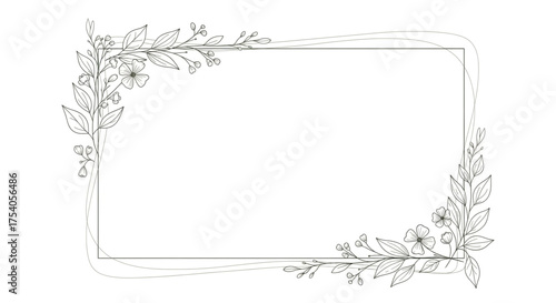 Elegant floral frame, perfect for wedding invitations, greeting cards, and other special occasions with delicate design