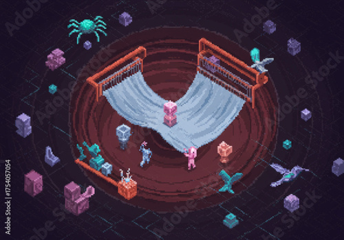 Surreal Pixel Art Worlds — Mythical, Sci-Fi, and Fantasy Landscapes with Absurd Dreamlike Details and Retro Aesthetic
