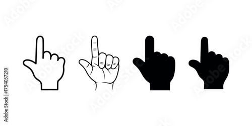 Pointing Finger Icon Set Representing Direction, Selection, and Guidance Concepts