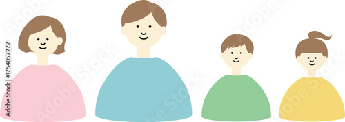 夫婦と子ども イラスト / Couple with children Illustration – 家族・子ども・親子シーン