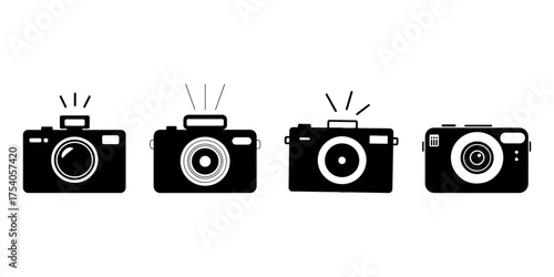 Camera Icons Set Capturing Moments with Style in Photography Equipment Vector Illustrations