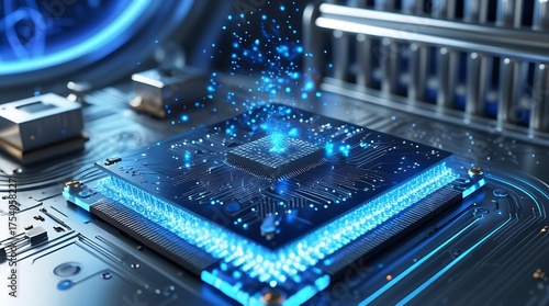 Obraz na płótnie Quantum Chip with Embedded Rare Earth Crystals