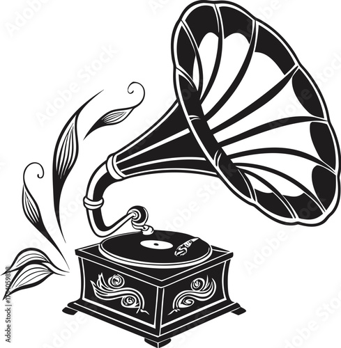 vintage gramophone vinyl ready vector illustration