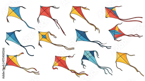 Colorful Kites in Flight A Vector Illustration of Freedom and Playfulness