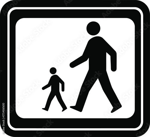 Pedestrian with child crossing sign isolated on white background watch out for people crossing the street and drive safely