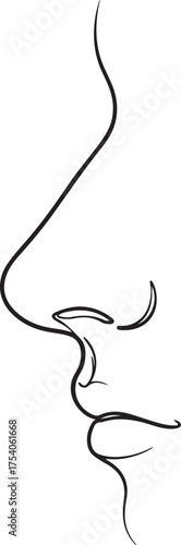 nose silhouette on white background