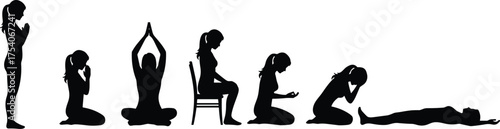 From Prayer and Meditation to Rest and Prostration SilhouettesFrom Prayer and Meditation to Rest and Prostration Silhouettes