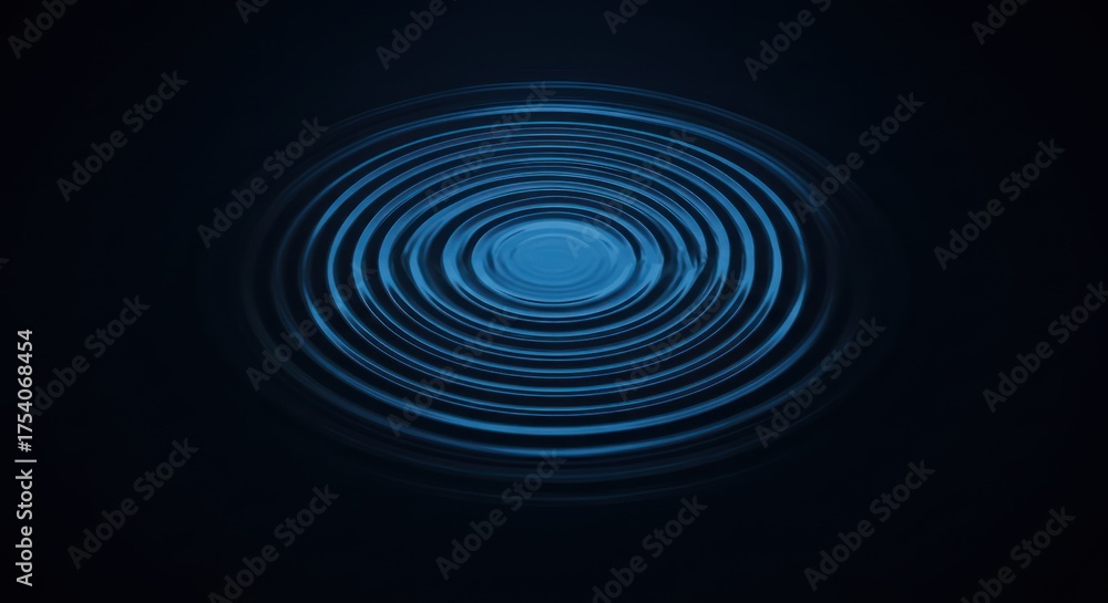 Fototapeta premium Abstract Blue Water Ripple Background with Concentric Circles