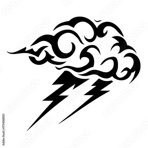 A striking black and white vector illustration designed to convey boldness and simplicity with clean lines and high cont