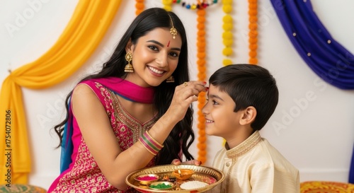Indian brother and sister celebrating bhaiduj festival