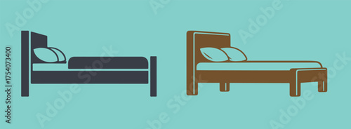 Bed graphic on a plain white background. Vector design