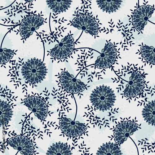 Floral pattern seamless ,flower branches seamless pattern ,aesthetic ,Jacobean flowers pattern design Seamless flower pattern with colorful little flowers. Simple flat bright flowers background