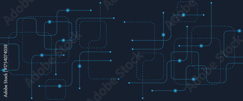 Abstract digital AI circuit board background with tech icons. Digital technology motherboard texture design. Engineering circuit board concept for poster, header, banner, website, presentation