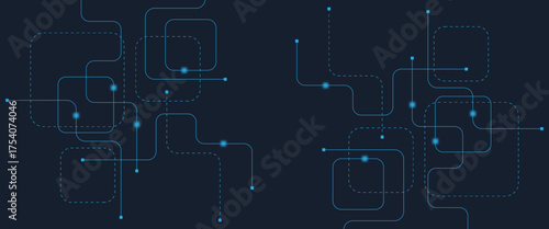 Abstract digital AI circuit board background with tech icons. Digital technology motherboard texture design. Engineering circuit board concept for poster, header, banner, website, presentation