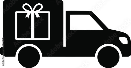 Delivery truck with gift box isolated on white background fast and reliable delivery service for your business and personal needs