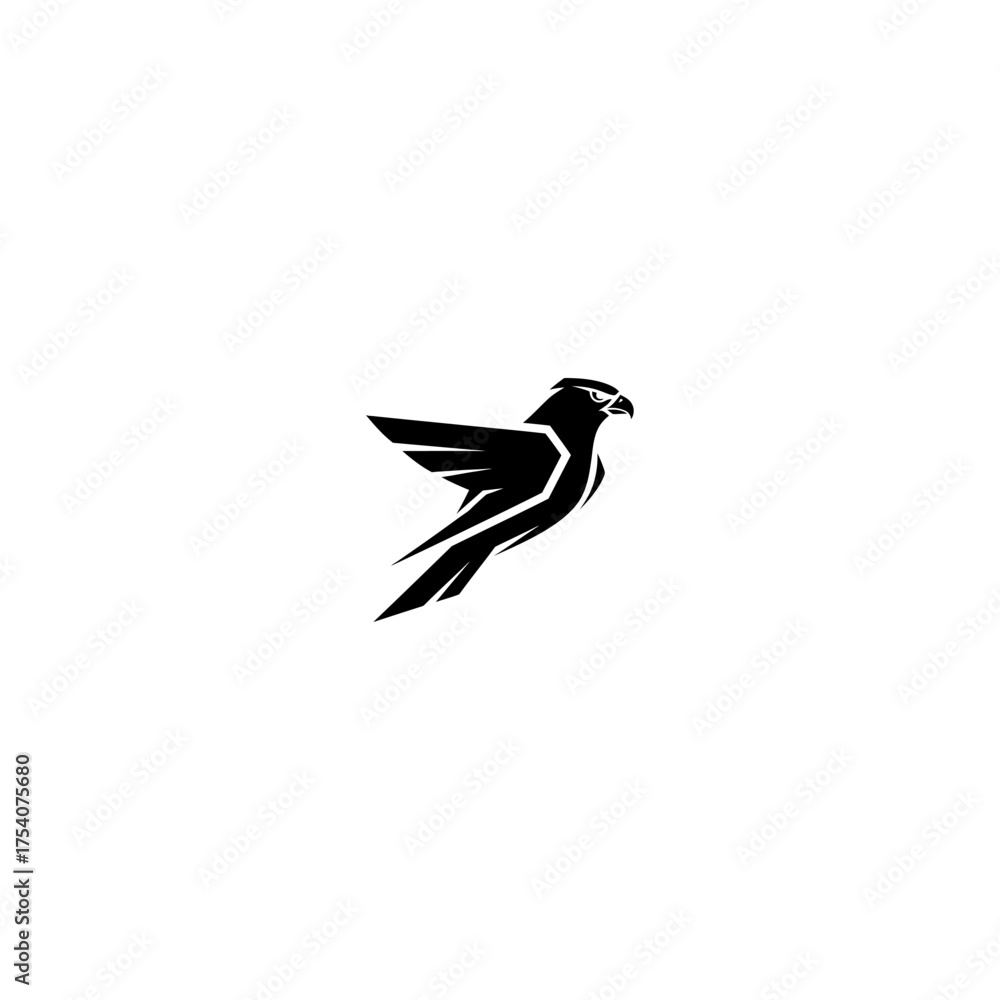 Obraz premium Stylized black silhouette of an eagle in flight