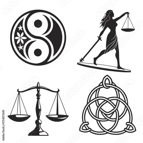 Vector art of collection of spiritual and symbolic icons