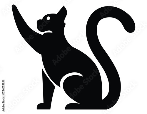 Black cat silhouette sitting icon. Vector illustration.