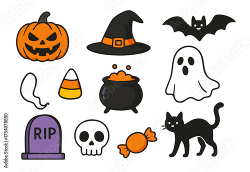Halloween clip art set cartoon style