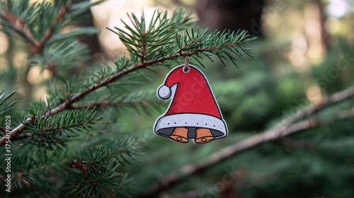 Christmas tree with santa hat ornament holiday decorations