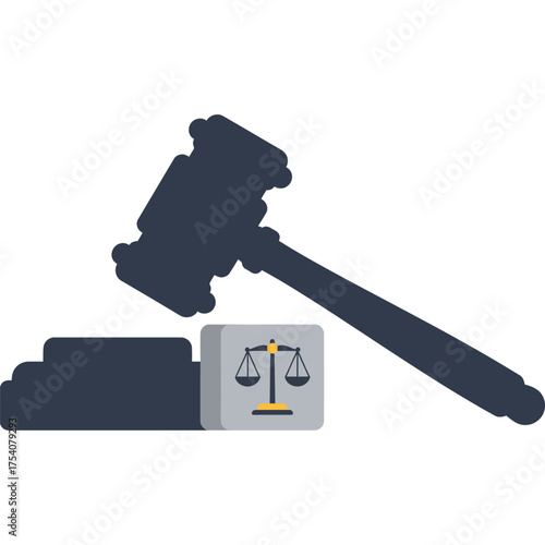 Gavel and Scales of Justice Illustration law legal court judge judicial symbol icon hammer balance
