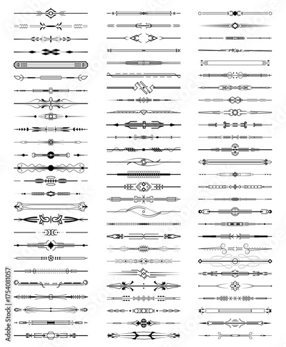 Set Black Simple Line Collection Doodle Border Elements Vector Design Style Sketch Isolated Illustration For Banner