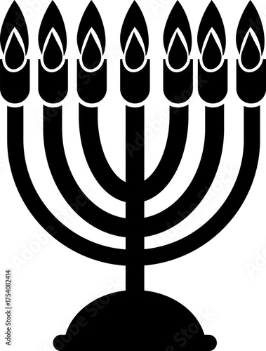 Hanukkah Menorah Candle Icon, Jewish Festival of Lights Symbo, Vector Illustration